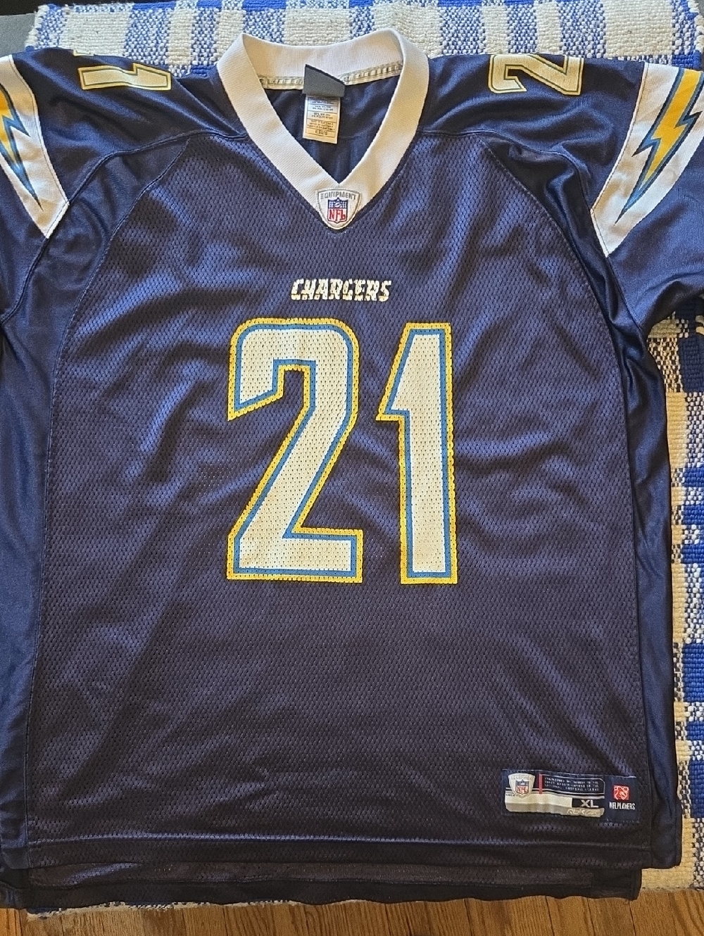 NFL Chargers Navy, White & Gold #21 Replica Jersey